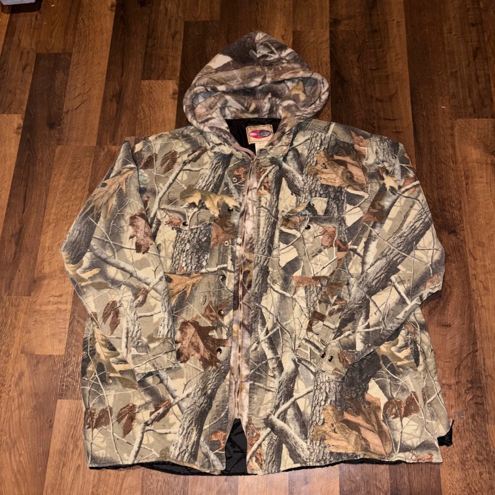 Wrangler Pro Gear Mens XXL Realtree Camo Quilted Lined Hooded Jacket WJIH37853